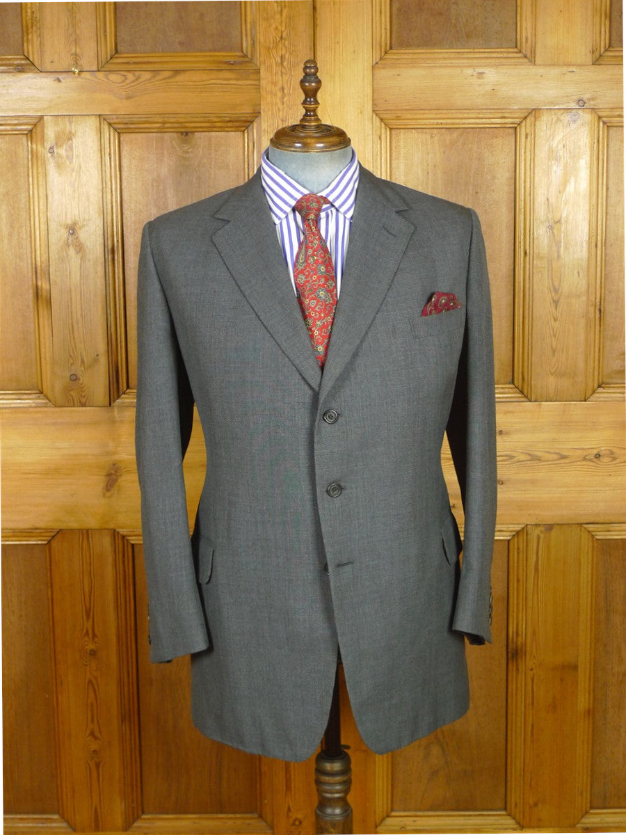 26/1041 dege & skinner 2013 savile row bvespoke grey worsted suit 44 regular (portly cut)