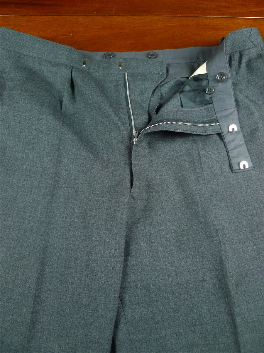 26/1047 immaculate dege & skinner savile row bespoke grey worsted high-rise trouser 40-45