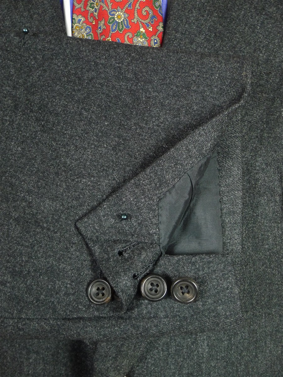 26/1043 dege & skinner 2011 savile row bespoke charcoal grey worsted flannel suit 46 regular