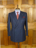 26/1056 huntsman 1995 savile row bespoke dark blue birds-eye weave d/b worsted suit 42 regular