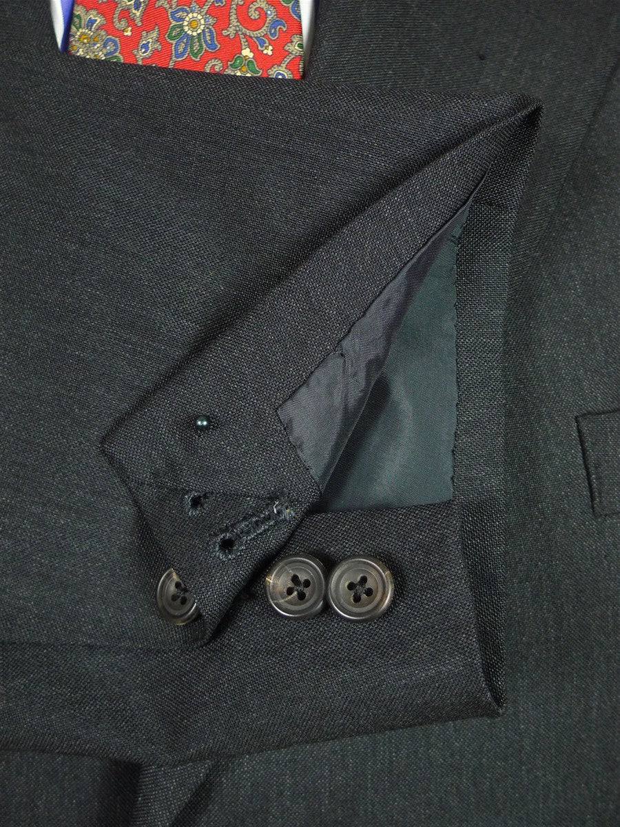 26/1057 dege & skinner 2004 savile row bespoke charcoal grey 3-button worsted suit 44 regular (portly cut)