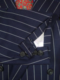 26/1063 immaculate 1991 huntsman savile row bespoke navy blue rope-stripe d/b worsted suit 41 regular to long