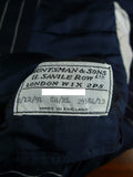 26/1063 immaculate 1991 huntsman savile row bespoke navy blue rope-stripe d/b worsted suit 41 regular to long