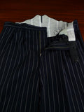 26/1063 immaculate 1991 huntsman savile row bespoke navy blue rope-stripe d/b worsted suit 41 regular to long