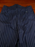 26/1063 immaculate 1991 huntsman savile row bespoke navy blue rope-stripe d/b worsted suit 41 regular to long