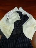 26/1063 immaculate 1991 huntsman savile row bespoke navy blue rope-stripe d/b worsted suit 41 regular to long