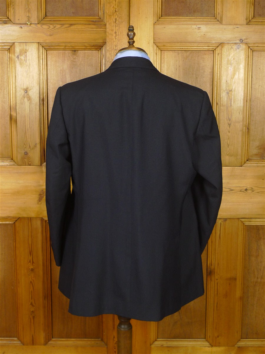 26/1069 dege & skinner 2001 savile row bespoke navy blue hopsack blazer w/ brass club buttons 48 regular