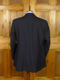 26/1069 dege & skinner 2001 savile row bespoke navy blue hopsack blazer w/ brass club buttons 48 regular