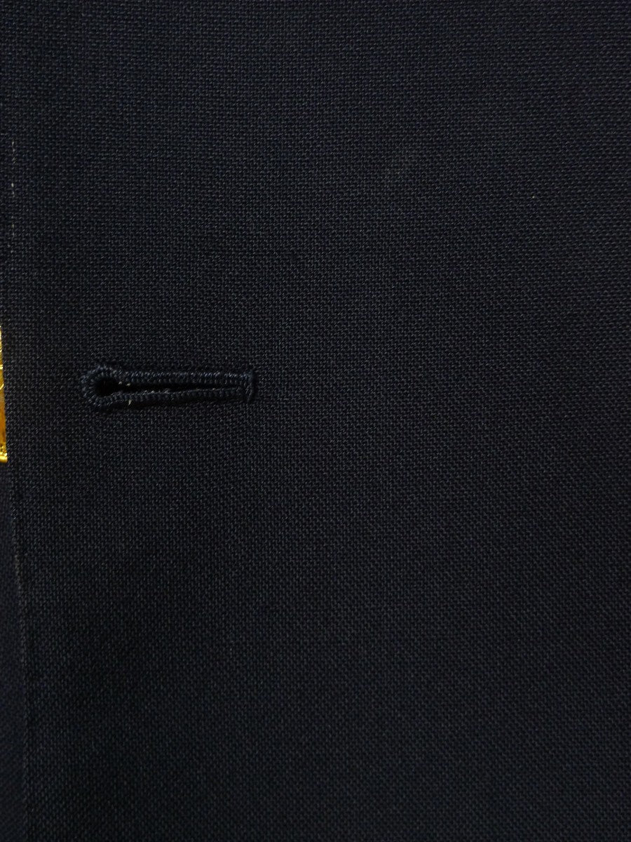 26/1069 dege & skinner 2001 savile row bespoke navy blue hopsack blazer w/ brass club buttons 48 regular