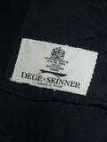 26/1069 dege & skinner 2001 savile row bespoke navy blue hopsack blazer w/ brass club buttons 48 regular
