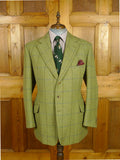 26/1082 dege & skinner 2000 savile row bespoke heavyweight green wp check tweed suit w/ trouser & breeks 45 regular