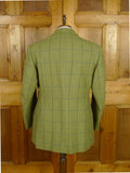 26/1082 dege & skinner 2000 savile row bespoke heavyweight green wp check tweed suit w/ trouser & breeks 45 regular