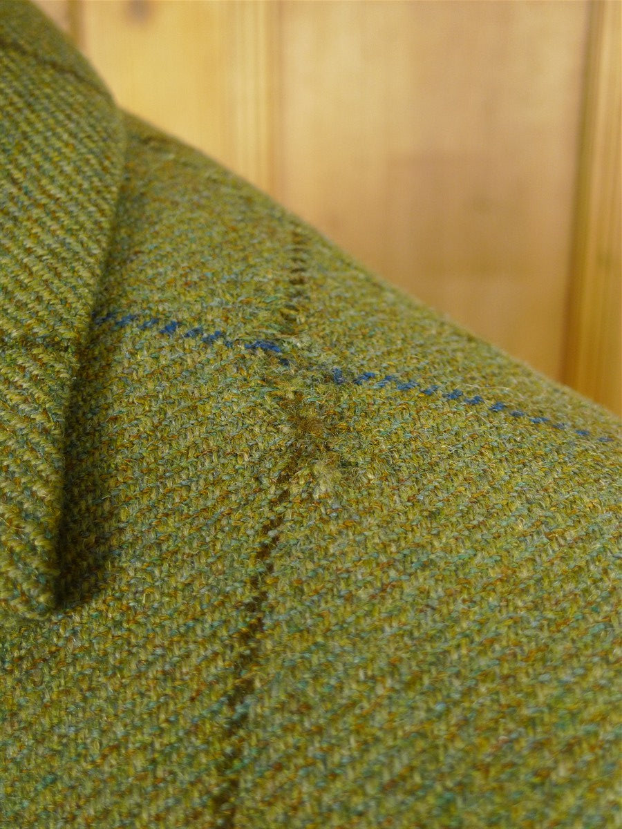 26/1082 dege & skinner 2000 savile row bespoke heavyweight green wp check tweed suit w/ trouser & breeks 45 regular