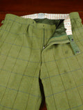 26/1082 dege & skinner 2000 savile row bespoke heavyweight green wp check tweed suit w/ trouser & breeks 45 regular