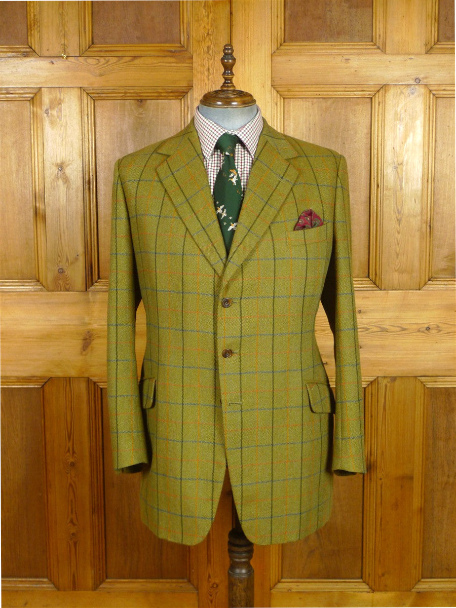 26/1083 vintage dege & skinner 2005 savile row bespoke brown wp check tweed sports jacket 46 regular to long