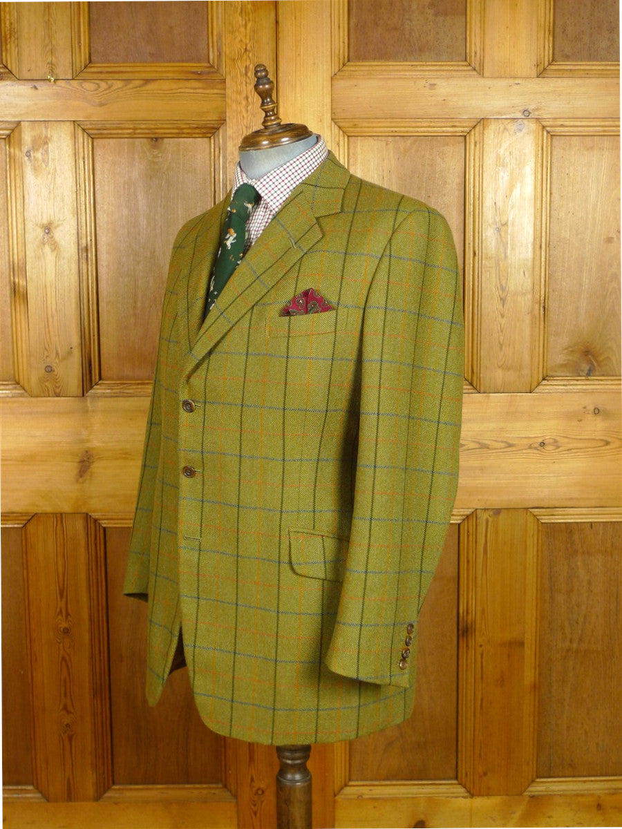 26/1083 vintage dege & skinner 2005 savile row bespoke brown wp check tweed sports jacket 46 regular to long