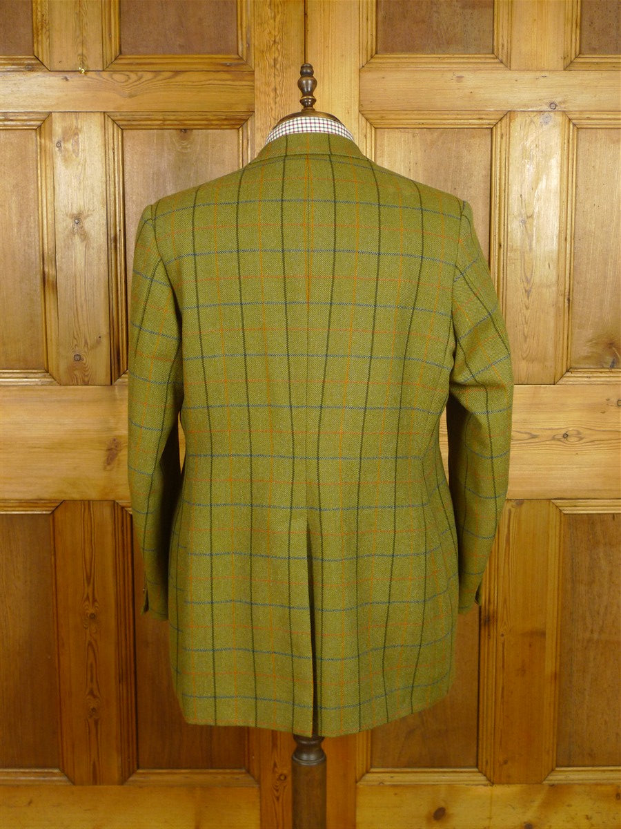 26/1083 vintage dege & skinner 2005 savile row bespoke brown wp check tweed sports jacket 46 regular to long
