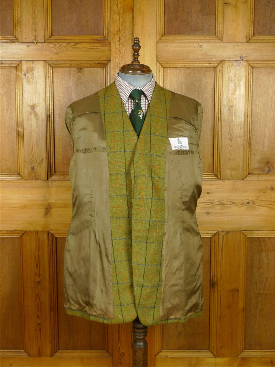 26/1083 vintage dege & skinner 2005 savile row bespoke brown wp check tweed sports jacket 46 regular to long