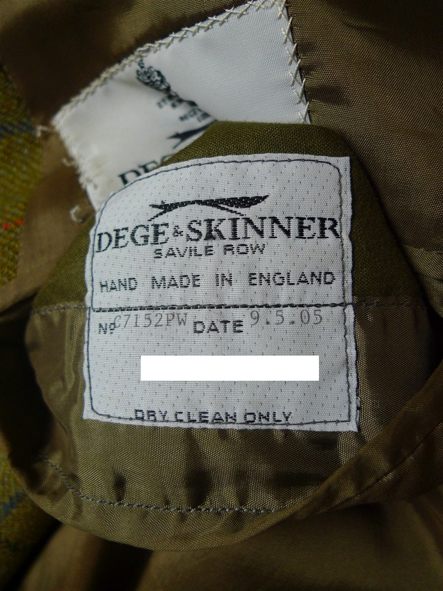 26/1083 vintage dege & skinner 2005 savile row bespoke brown wp check tweed sports jacket 46 regular to long