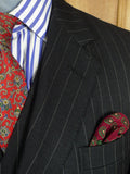 26/1085 vintage 1983 dege & sons savile row bespoke heavyweight charcoal grey pin-stripe 4-piece suit (jkt, vest, 2 pr trs) 40 regular