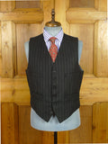 26/1085 vintage 1983 dege & sons savile row bespoke heavyweight charcoal grey pin-stripe 4-piece suit (jkt, vest, 2 pr trs) 40 regular