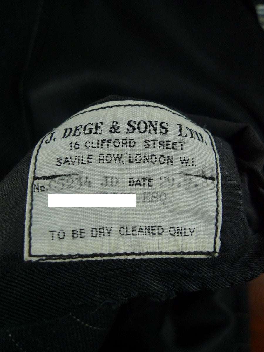 26/1085 vintage 1983 dege & sons savile row bespoke heavyweight charcoal grey pin-stripe 4-piece suit (jkt, vest, 2 pr trs) 40 regular