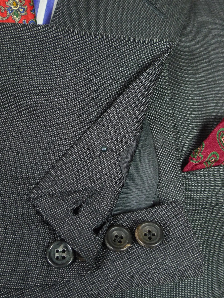 26/1087 dege & skinner 2008 savile row bespoke grey nailhead weave worsted suit 48 regular to long (portly cut)