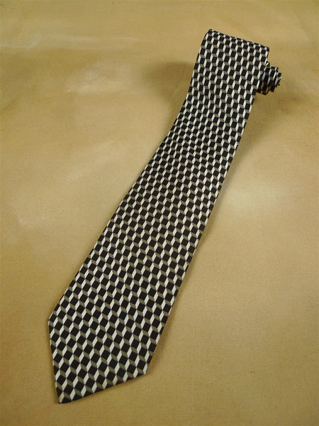 26/1074 immaculate hermes brown blocks pattern silk tie 5452fa