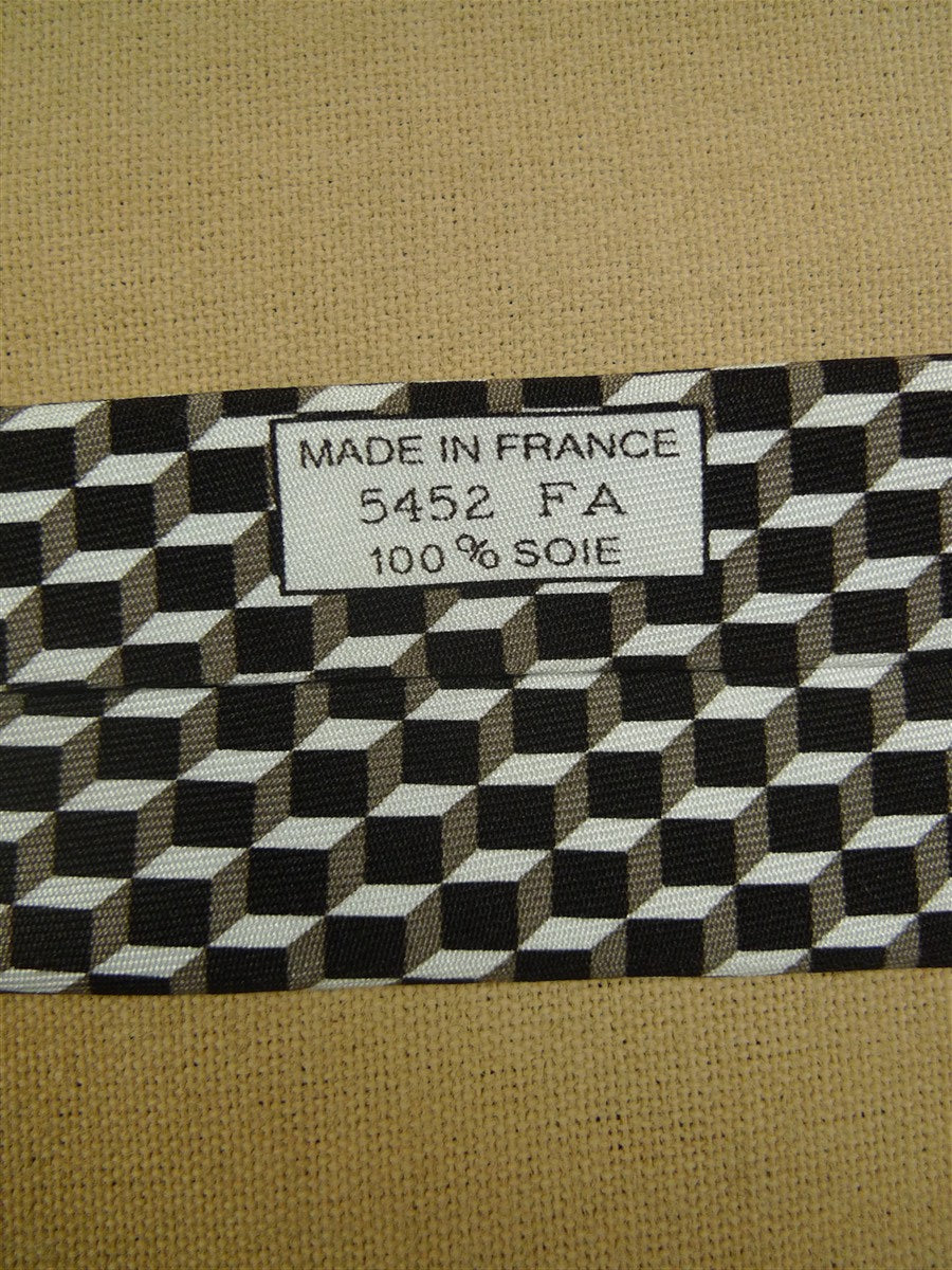 26/1074 immaculate hermes brown blocks pattern silk tie 5452fa