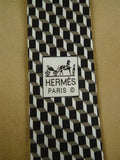 26/1074 immaculate hermes brown blocks pattern silk tie 5452fa