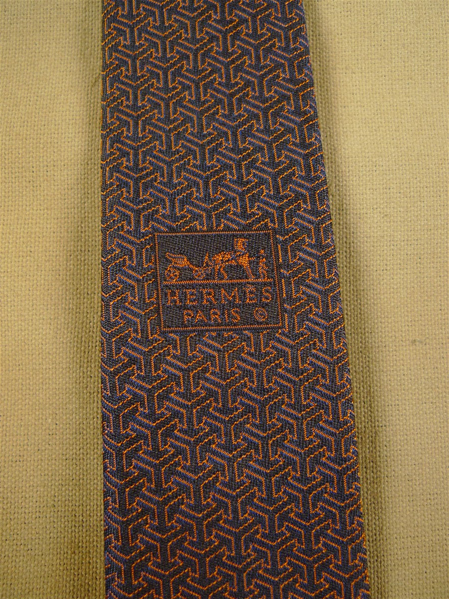 26/1075 immaculate hermes copper pattern silk tie 759031T