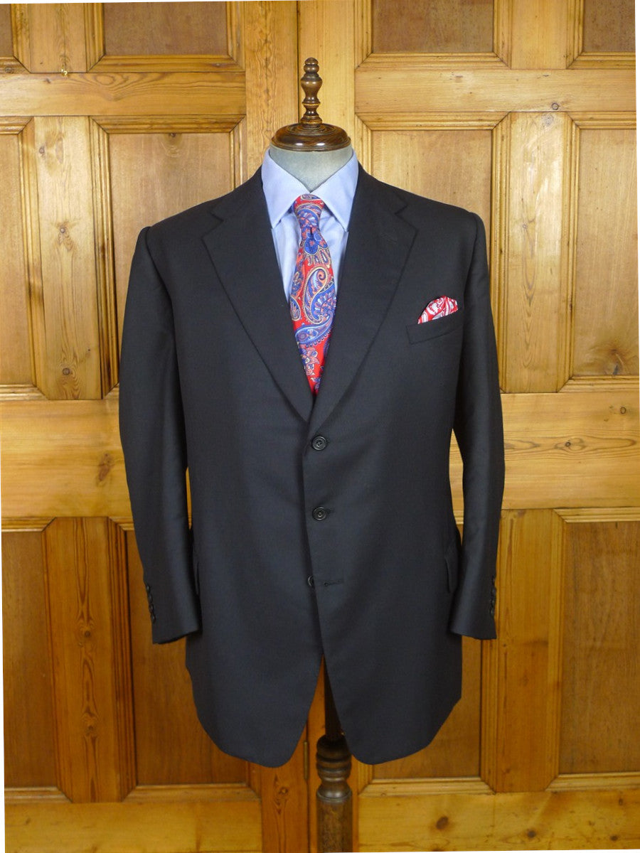 26/1080 dege & skinner 2019 savile row bespoke navy blue worsted twill suit 43 regular (portly cut)