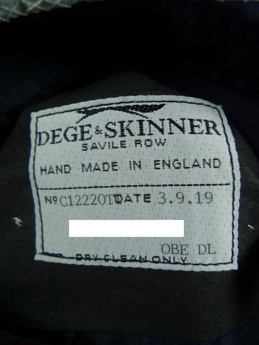 26/1080 dege & skinner 2019 savile row bespoke navy blue worsted twill suit 43 regular (portly cut)