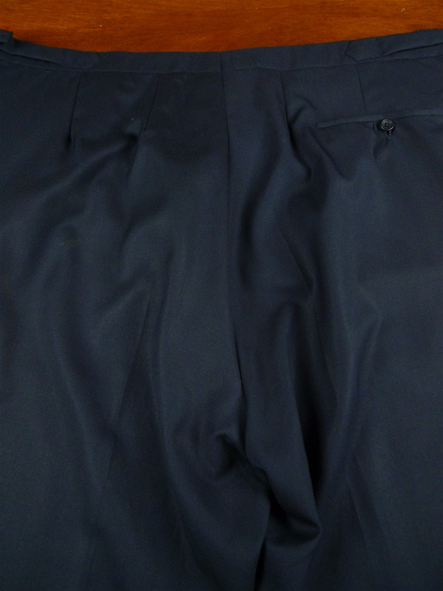 26/1080 dege & skinner 2019 savile row bespoke navy blue worsted twill suit 43 regular (portly cut)