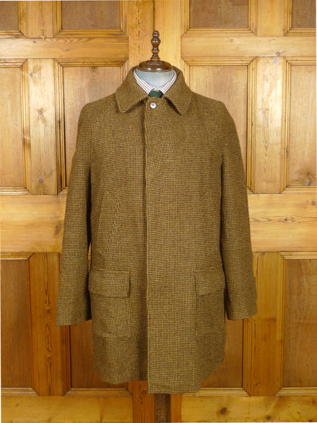 26/1091 near immaculate invertere brown check weave raglan field coat overcoat 44-46