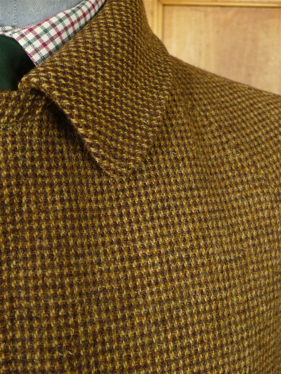 26/1091 near immaculate invertere brown check weave raglan field coat overcoat 44-46