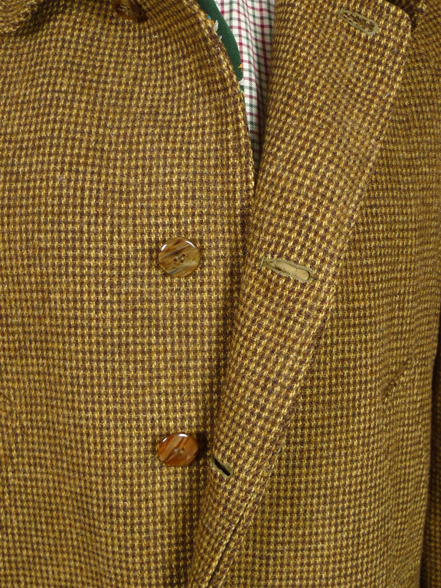 26/1091 near immaculate invertere brown check weave raglan field coat overcoat 44-46