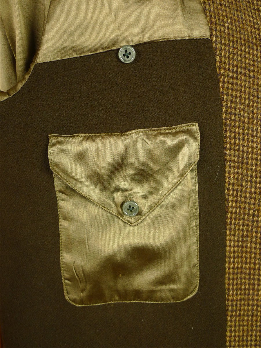 26/1091 near immaculate invertere brown check weave raglan field coat overcoat 44-46