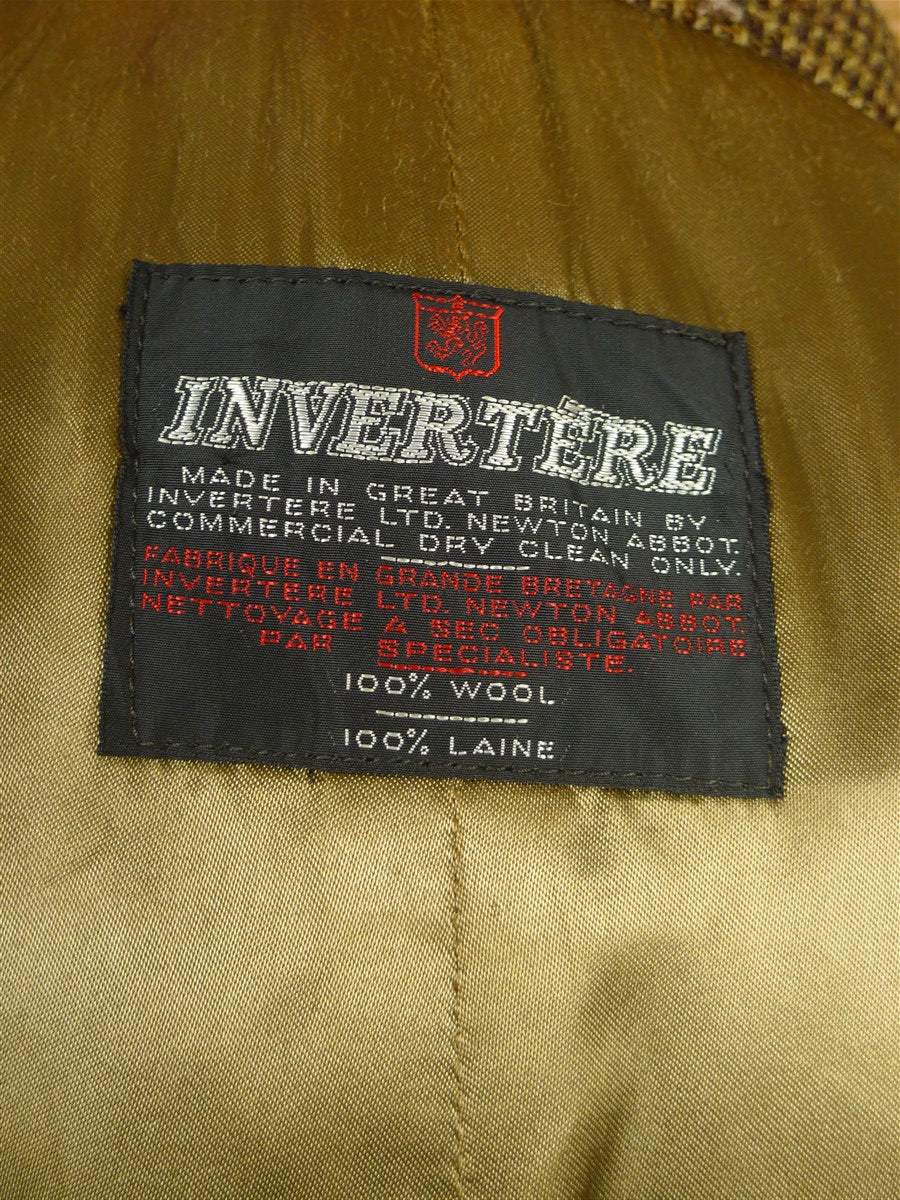 26/1091 near immaculate invertere brown check weave raglan field coat overcoat 44-46