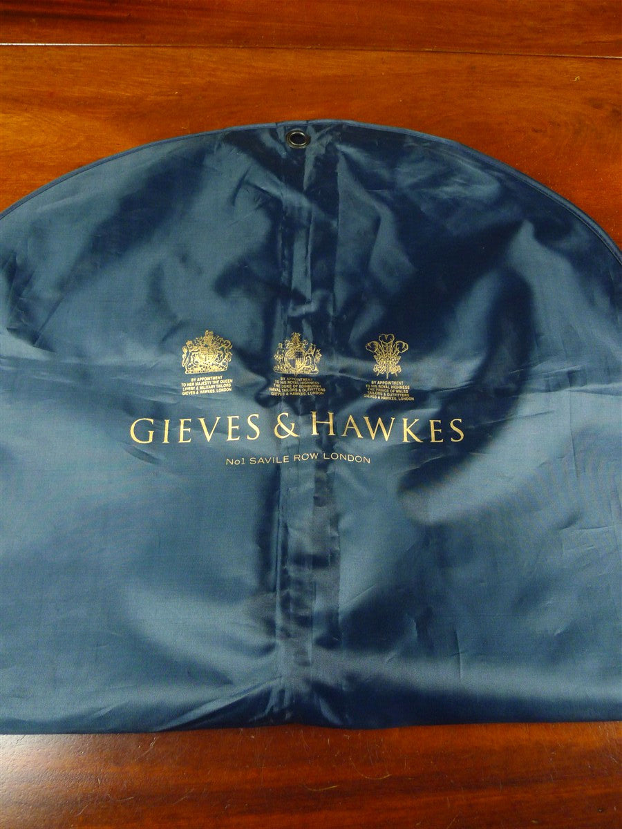 26/1095 immaculate gieves & hawkes savile row bespoke woven blue suit bag carrier