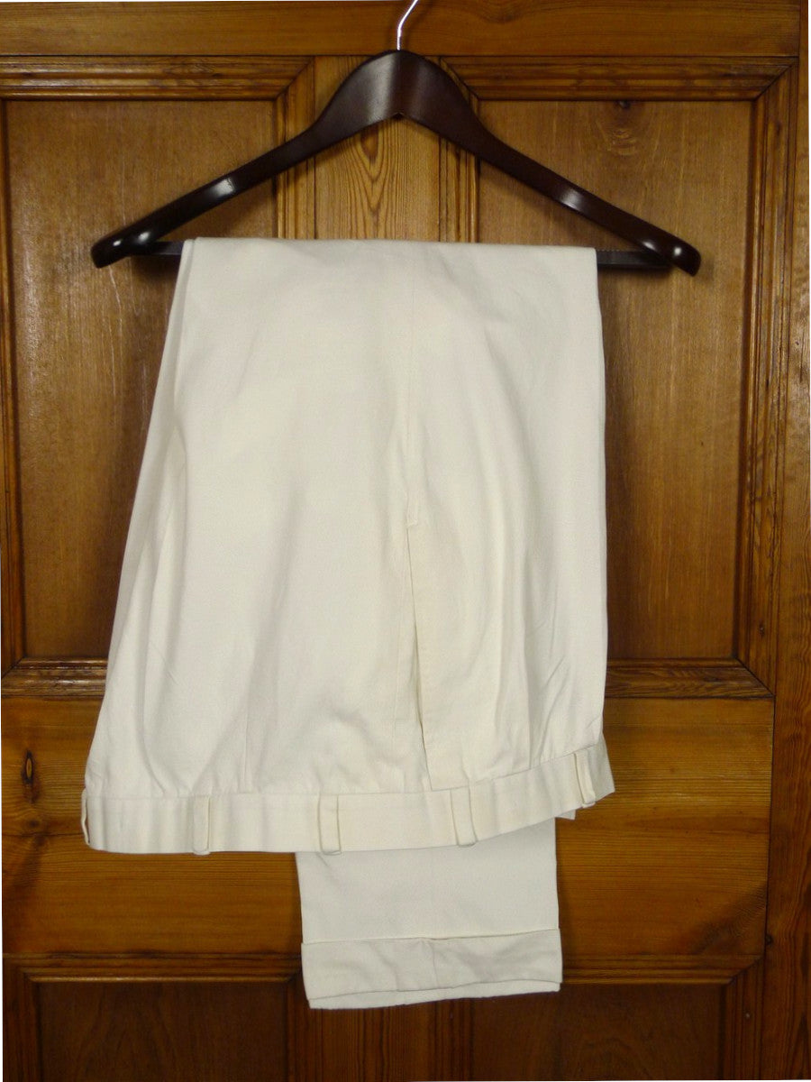 26/1099 kent haste lachter 2018 savile row bespoke cream white cotton chino trouser 38