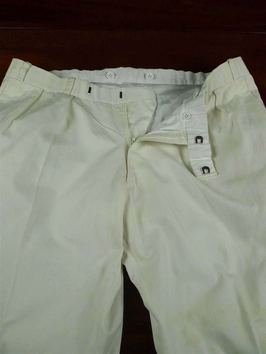 26/1099 kent haste lachter 2018 savile row bespoke cream white cotton chino trouser 38