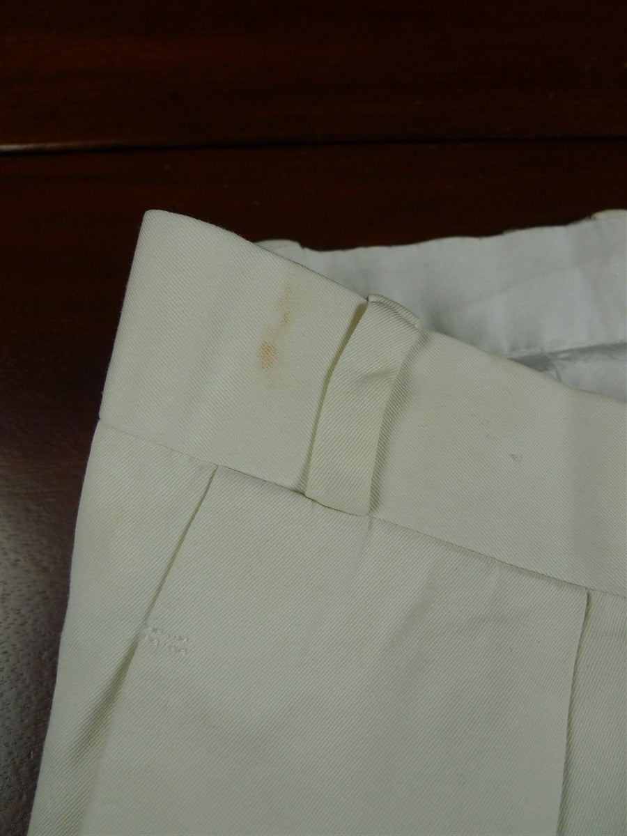 26/1099 kent haste lachter 2018 savile row bespoke cream white cotton chino trouser 38