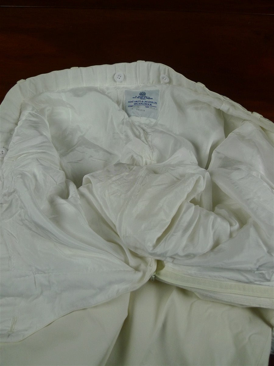 26/1099 kent haste lachter 2018 savile row bespoke cream white cotton chino trouser 38