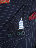 26/1117 near immaculate 1989 vintage savile row bespoke navy blue pin-stripe d/b worsted suit 42 regular to long