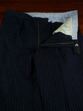 26/1117 near immaculate 1989 vintage savile row bespoke navy blue pin-stripe d/b worsted suit 42 regular to long