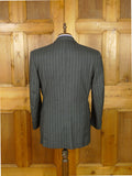 26/1112 vintage 1999 savile row bespoke grey pin-stripe worsted & mohair suit w/ 2 pr trs 43-44 regular