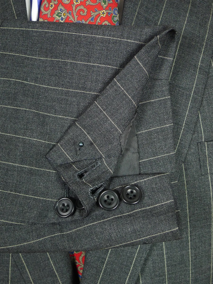 26/1112 vintage 1999 savile row bespoke grey pin-stripe worsted & mohair suit w/ 2 pr trs 43-44 regular