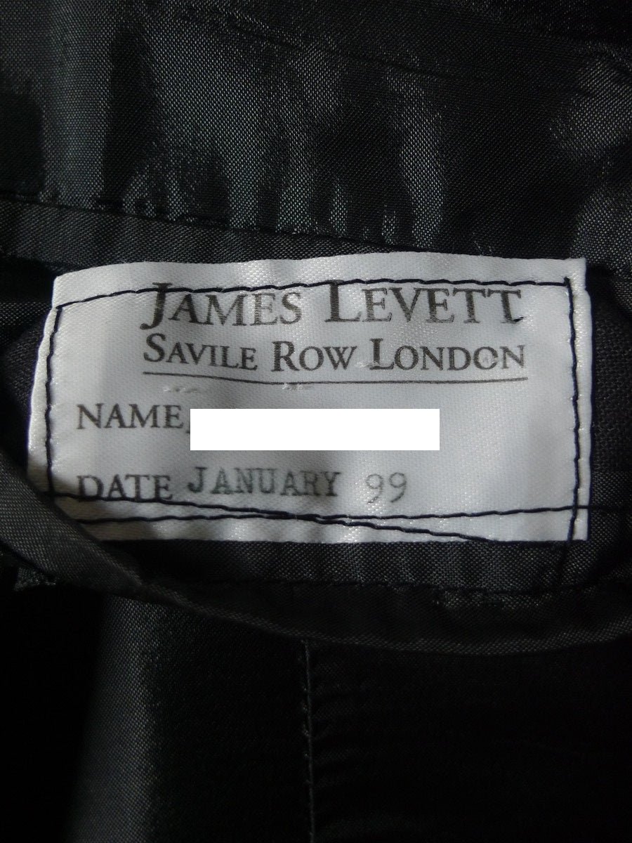 26/1112 vintage 1999 savile row bespoke grey pin-stripe worsted & mohair suit w/ 2 pr trs 43-44 regular