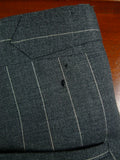 26/1112 vintage 1999 savile row bespoke grey pin-stripe worsted & mohair suit w/ 2 pr trs 43-44 regular